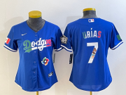 Wholesale Cheap Women's Los Angeles Dodgers #7 Julio Urias Blue 2020 World Series Cool Base Nike Jersey1