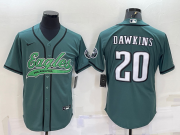 Wholesale Cheap Men's Philadelphia Eagles #20 Brian Dawkins Green With Patch Cool Base Stitched Baseball Jersey