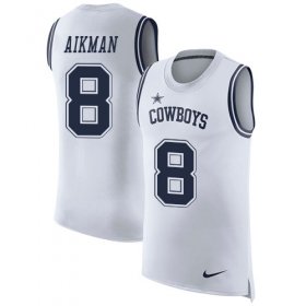 Wholesale Cheap Nike Cowboys #8 Troy Aikman White Men\'s Stitched NFL Limited Rush Tank Top Jersey
