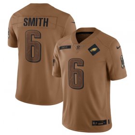 Wholesale Cheap Men\'s Philadelphia Eagles #6 DeVonta Smith 2023 Brown Salute To Service Limited Football Stitched Jersey