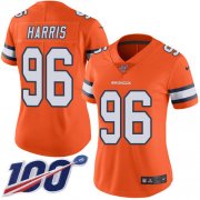 Wholesale Cheap Nike Broncos #96 Shelby Harris Orange Women's Stitched NFL Limited Rush 100th Season Jersey