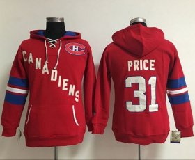 Wholesale Cheap Montreal Canadiens #31 Carey Price Red Women\'s Old Time Heidi NHL Hoodie