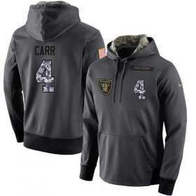 Wholesale Cheap NFL Men\'s Nike Oakland Raiders #4 Derek Carr Stitched Black Anthracite Salute to Service Player Performance Hoodie