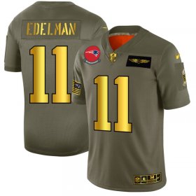 Wholesale Cheap New England Patriots #11 Julian Edelman NFL Men\'s Nike Olive Gold 2019 Salute to Service Limited Jersey