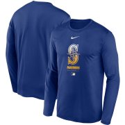 Wholesale Cheap Men's Seattle Mariners Nike Royal Authentic Collection Legend Performance Long Sleeve T-Shirt