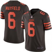Wholesale Cheap Nike Browns #6 Baker Mayfield Brown Men's Stitched NFL Limited Rush Jersey