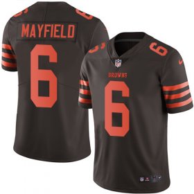 Wholesale Cheap Nike Browns #6 Baker Mayfield Brown Men\'s Stitched NFL Limited Rush Jersey
