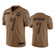 Wholesale Cheap Men's Baltimore Ravens #7 Rashod Bateman 2023 Brown Salute To Service Limited Football Stitched Jersey
