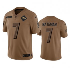 Wholesale Cheap Men\'s Baltimore Ravens #7 Rashod Bateman 2023 Brown Salute To Service Limited Football Stitched Jersey
