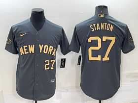 Wholesale Men\'s New York Yankees #27 Giancarlo Stanton Number Grey 2022 All Star Stitched Cool Base Nike Jersey