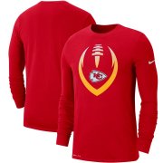 Wholesale Cheap Kansas City Chiefs Nike Fan Gear Modern Icon Performance Long Sleeve T-Shirt Red