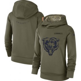 Wholesale Cheap Women\'s Chicago Bears Nike Olive Salute to Service Sideline Therma Performance Pullover Hoodie