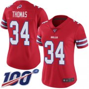 Wholesale Cheap Nike Bills #34 Thurman Thomas Red Women's Stitched NFL Limited Rush 100th Season Jersey