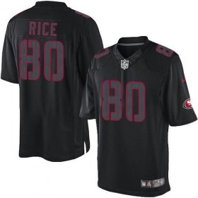 Wholesale Cheap Nike 49ers #80 Jerry Rice Black Men\'s Stitched NFL Impact Limited Jersey