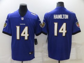 Wholesale Cheap Men\'s Baltimore Ravens #14 Kyle Hamilton Purple Vapor Untouchable Limited Stitched Jersey
