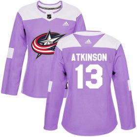 Wholesale Cheap Adidas Blue Jackets #13 Cam Atkinson Purple Authentic Fights Cancer Women\'s Stitched NHL Jersey