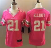 Wholesale Cheap Nike Cowboys #21 Ezekiel Elliott Pink Women's Stitched NFL Elite Jersey