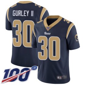 Wholesale Cheap Nike Rams #30 Todd Gurley II Navy Blue Team Color Men\'s Stitched NFL 100th Season Vapor Limited Jersey