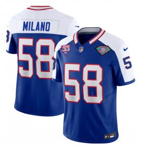 Wholesale Cheap Men\'s Buffalo Bills #58 Matt Milano Blue White 2023 F.U.S.E. 75th Anniversary Throwback Vapor Untouchable Limited Football Stitched Jersey