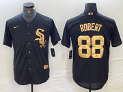 Cheap Men's Chicago White Sox #88 Luis Robert Black Gold Cool Base Stitched Baseball Jersey