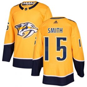 Wholesale Cheap Adidas Predators #15 Craig Smith Yellow Home Authentic Stitched NHL Jersey