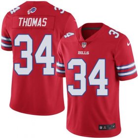 Wholesale Cheap Nike Bills #34 Thurman Thomas Red Men\'s Stitched NFL Elite Rush Jersey