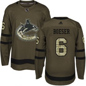 Wholesale Cheap Adidas Canucks #6 Brock Boeser Green Salute to Service Youth Stitched NHL Jersey