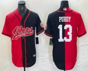 Cheap Men's San Francisco 49ers #13 Brock Purdy Red Black Two Tone Cool Base Stitched Baseball Jersey