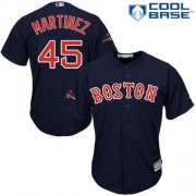 Wholesale Cheap Red Sox #45 Pedro Martinez Navy Blue New Cool Base 2018 World Series Stitched MLB Jersey