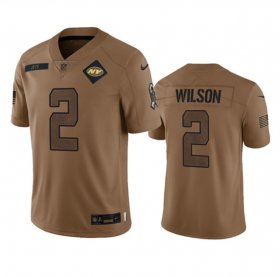 Wholesale Cheap Men\'s New York Jets #2 Zach Wilson 2023 Brown Salute To Service Limited Football Stitched Jersey