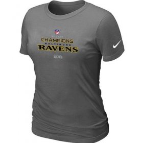 Wholesale Cheap Women\'s Nike Baltimore Ravens 2012 AFC Conference Champions Trophy Collection Long T-Shirt Dark Grey