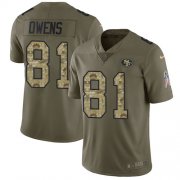 Wholesale Cheap Nike 49ers #81 Terrell Owens Olive/Camo Youth Stitched NFL Limited 2017 Salute to Service Jersey