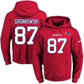 Wholesale Cheap Nike Patriots #87 Rob Gronkowski Red Name & Number Pullover NFL Hoodie