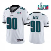 Wholesale Cheap Men's Philadelphia Eagles #90 Jordan Davis White Super Bowl LVII Patch Vapor Untouchable Limited Stitched Jersey