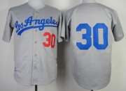Wholesale Cheap Mitchell And Ness 1963 Dodgers #30 Maury Wills Grey Throwback Stitched MLB Jersey
