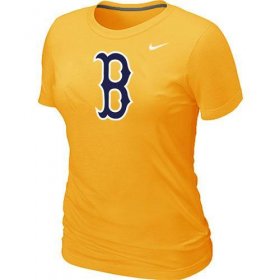 Wholesale Cheap Women\'s MLB Boston Red Sox Heathered Nike Blended T-Shirt Yellow