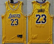 Wholesale Cheap Men's Los Angeles Lakers #23 LeBron James 75th Anniversary Diamond Gold 2021 Stitched Jersey