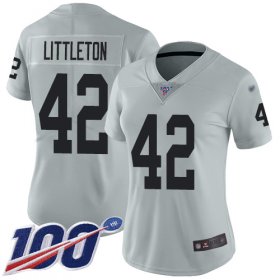 Wholesale Cheap Nike Raiders #42 Cory Littleton Silver Women\'s Stitched NFL Limited Inverted Legend 100th Season Jersey