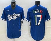 Cheap Men's Los Angeles Dodgers #17 Shohei Ohtani Mexico Blue Cool Base Stitched Jerseys