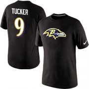 Wholesale Cheap Nike Baltimore Ravens #9 Justin Tucker Player Name and Number NFL T-Shirt Black