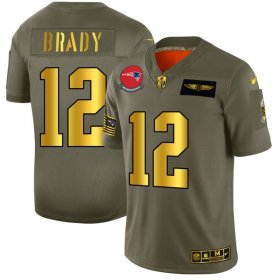Wholesale Cheap New England Patriots #12 Tom Brady NFL Men\'s Nike Olive Gold 2019 Salute to Service Limited Jersey