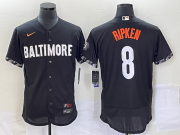 Wholesale Cheap Men's Baltimore Orioles #8 Cal Ripken Jr Black 2023 City Connect Flex Base Stitched Jersey1