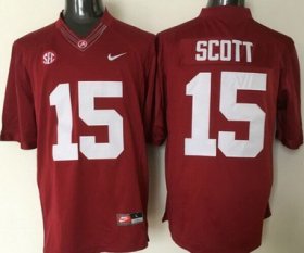 Wholesale Cheap Men\'s Alabama Crimson Tide #15 JK Scott Red College Football Nike Jersey