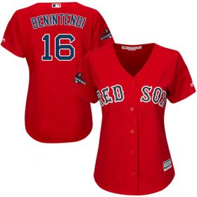 Wholesale Cheap Red Sox #16 Andrew Benintendi Red Alternate 2018 World Series Women\'s Stitched MLB Jersey