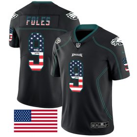 Wholesale Cheap Nike Eagles #9 Nick Foles Black Men\'s Stitched NFL Limited Rush USA Flag Jersey