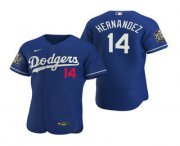 Wholesale Cheap Men's Los Angeles Dodgers #14 Enrique Hernandez Royal 2020 World Series Authentic Flex Nike Jersey