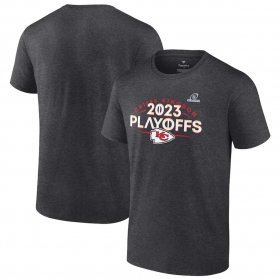 Cheap Men\'s Kansas City Chiefs Heather Charcoal 2023 Playoffs T-Shirt