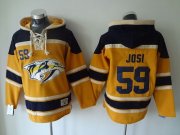 Wholesale Cheap Predators #59 Roman Josi Yellow Sawyer Hooded Sweatshirt Stitched NHL Jersey