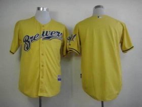 Wholesale Cheap Brewers Blank Yellow Alternate Cool Base Stitched MLB Jersey