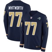 Wholesale Cheap Nike Rams #77 Andrew Whitworth Navy Blue Team Color Men's Stitched NFL Limited Therma Long Sleeve Jersey
